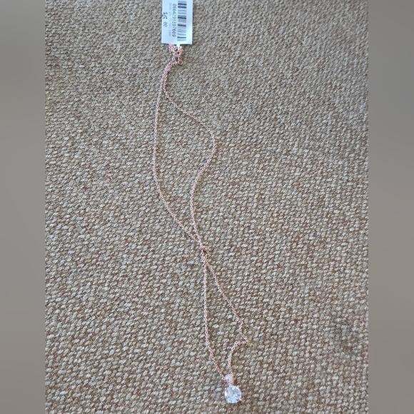Macy's Elegant Rose Gold Necklace Crystal Pendant New - Picture 2 of 7